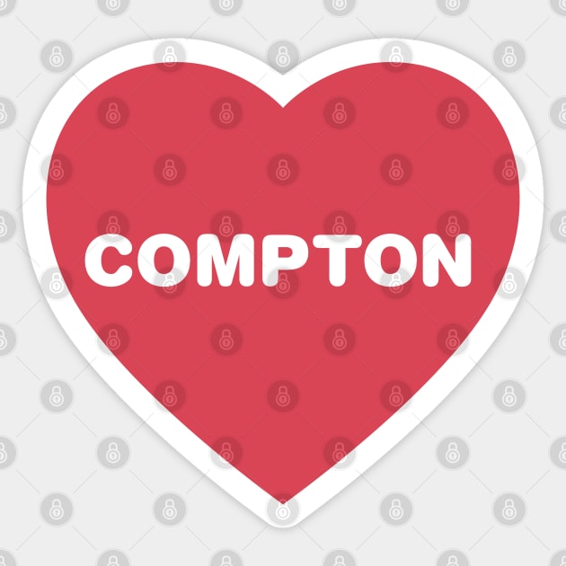 Compton California Bold Red Heart Sticker by modeoftravel